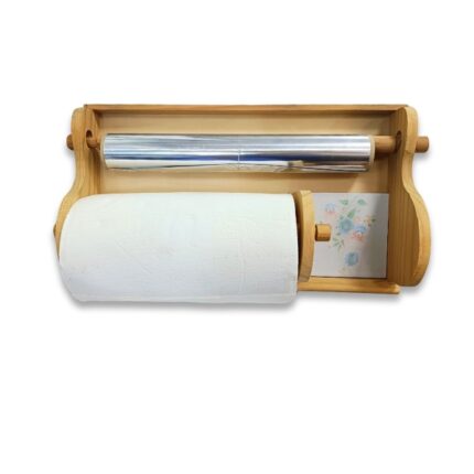 PORTARROLLOS PAPEL COCINA Y ALUMINIO MADERA NATURAL REF. 8002