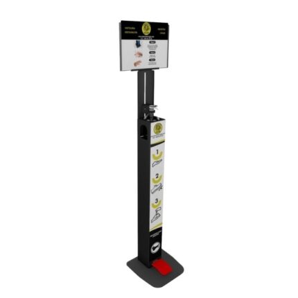 DISPENSADOR GEL HIGIENIZANTE SIN CONTACTO ACCIONADO MEDIANTE PEDAL PARA BOTELLA C/ DOSIFICADOR
