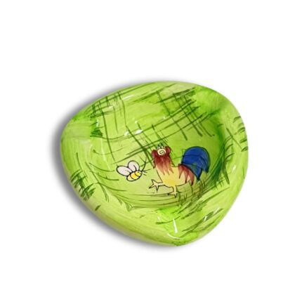 CENICERO CERAMICA TRIANGULAR GALLO-MARGARITAS VERDE