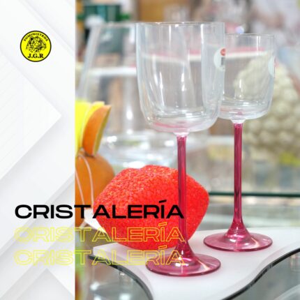 CRISTALERIA 12 PIEZAS CRISTAL AHUMADO PIE ROJO MODELO FLAMINGO