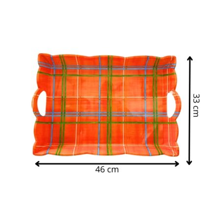 BANDEJA SERVICIO 46X33X7 CON ASAS DECORADA NARANJA