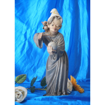 FIGURA DECORACION MAGO CON BOLA CRISTAL 38CM RESINA