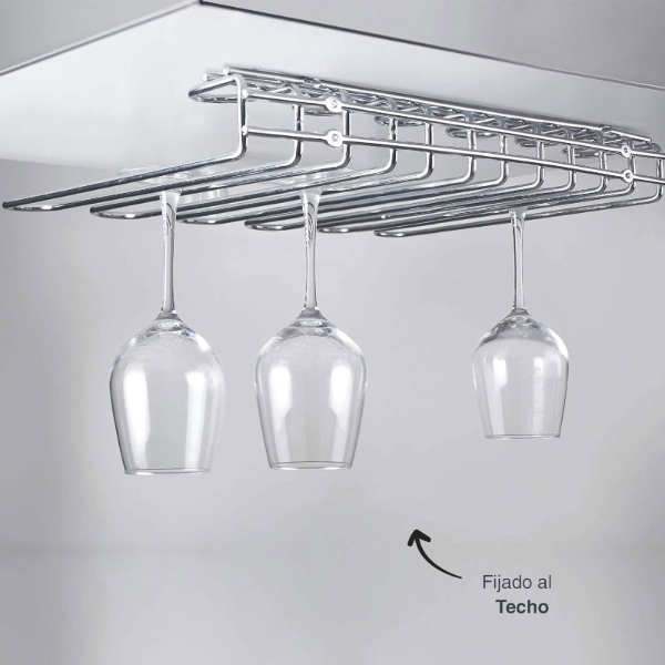 SOPORTE DE COPAS 20 UNIDADES 45X32X6 ACERO PARED/TECHO REF. 62268 - Imagen 2