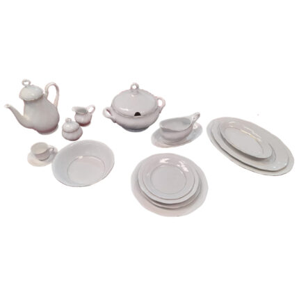 VAJILLA 56 PZAS.+JUEGO CAFE 27 PZAS CON DOBLE FILO DORADO