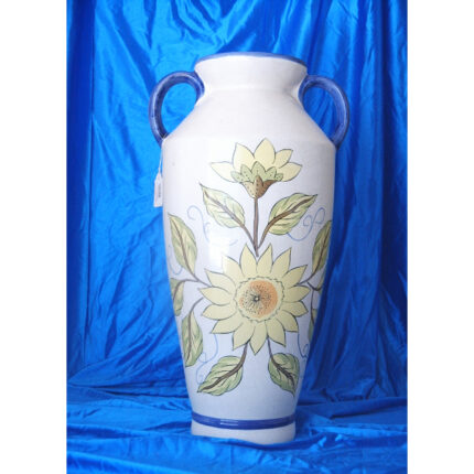 FLORERO CERAMICA PINTADO CRAQUELE CON ASAS