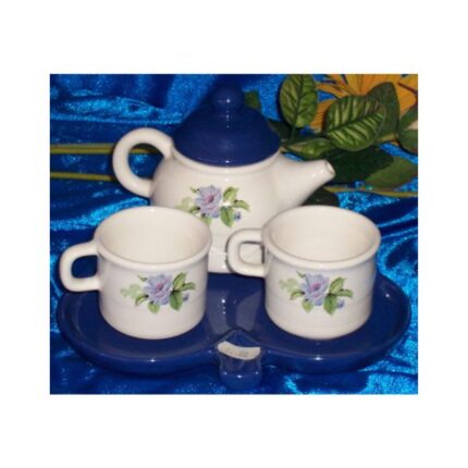 JUEGO CAFE TU Y YO CERAMICA PINTADA FLORES