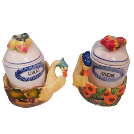 AZUCARERO CERAMICA CON BASE CISNE RESINA