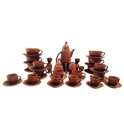 JUEGO BARRO CERAMICO COLOR CAFE-CHOCOLATE 48 PIEZAS