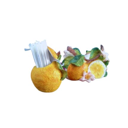 JUEGO SERVILLETERO+PALILLERO RESINA FORMA NARANJA