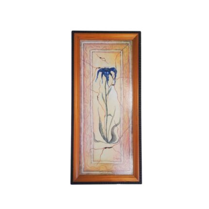 CUADRO LAMINA MARCO MADERA CAMPANILLA CHINA MARCHITA AZUL