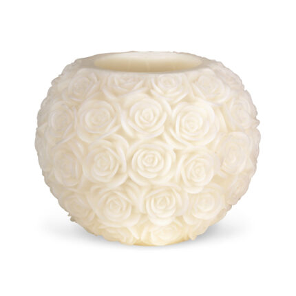 VELA MILLENNIUM BOLA HUECA 20CM CON ROSAS BLANCA