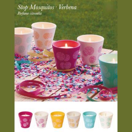 VELA VASO TERRACOTA CÓNICO PERFUME CITRONELA 24 HORAS MODELO VERBENA SURTIDOS