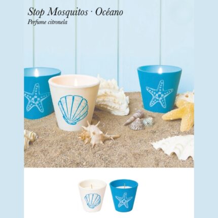 VELA VASO TERRACOTA CÓNICO PERFUME CITRONELA 24 HORAS MODELO OCEANO SURTIDOS