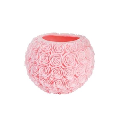 VELA MILLENNIUM BOLA HUECA 20CM CON ROSAS ROSA