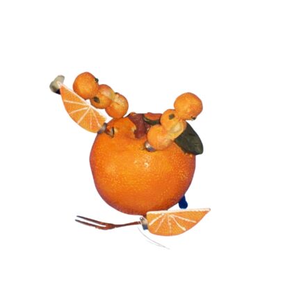 JUEGO 4 TENEDORES APERITIVO FORMA NARANJA CON BASE