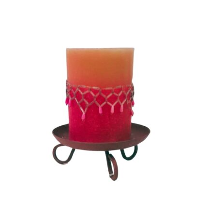 SOPORTE VELERO REDONDO METALICO CON VELA DECORADA