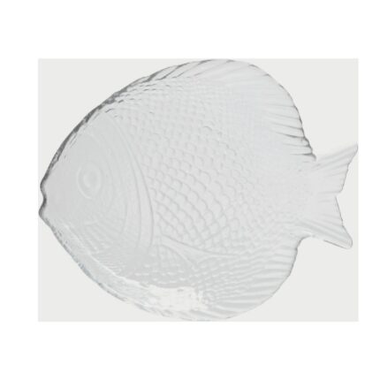 JUEGO DE 6 PLATOS CRISTAL TRANSPARENTE EN FORMA DE PEZ