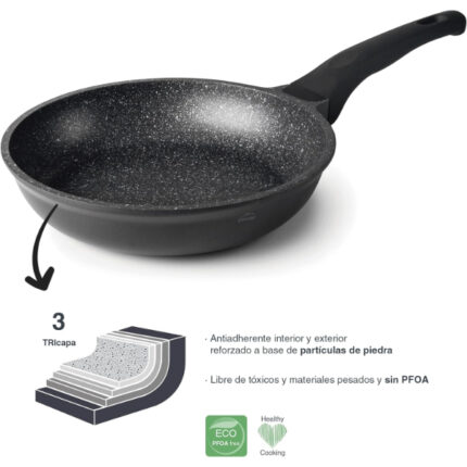 SARTEN ALUMINIO FUNDIDO INDUCCION ECO-PIEDRA 28CM REF.24128