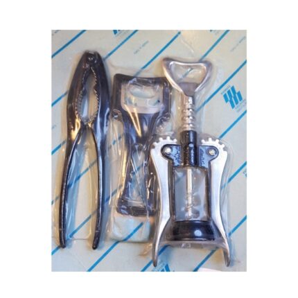 JUEGO 3 PIEZAS COMPUESTO POR SACACORCHOS+DESCAPUSALDOR +CASCANUECES