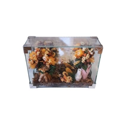 VITRINA ESPEJO CON CANTAROS Y FLORES SECAS 18´5X13´5X6