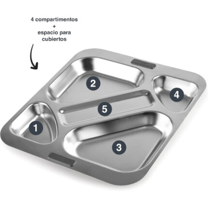 BANDEJA INOX 18% AUTOSERVICIO 32'5X37'5 5 COMPARTIMENTOS REF. 66957Z