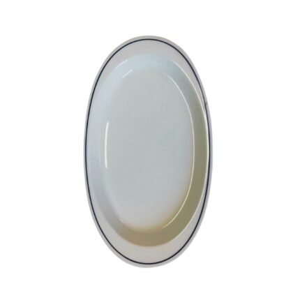 FUENTE OVAL PORCELANA 31'5 CM FILO AZUL CON ALAS PORVASAL